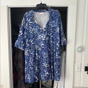 Jude Connally Blue and White Floral Dress XL